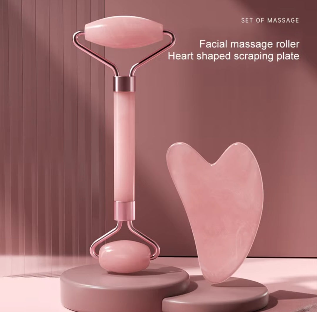Kit massage visage – Rouleau + Gua Sha en résine – vue produit 3