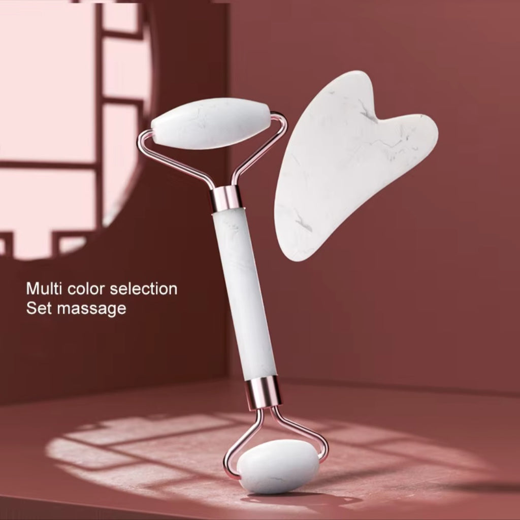 Kit massage visage – Rouleau + Gua Sha en résine – vue produit 2