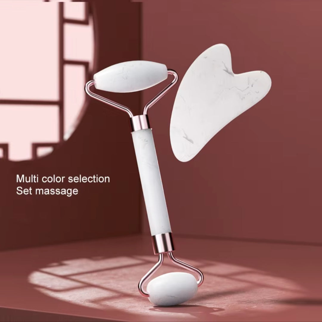 Kit massage visage – Rouleau + Gua Sha en résine – vue produit 2