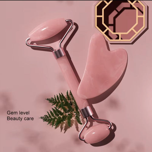 Kit massage visage avec rouleau double tête et Gua Sha en résine
