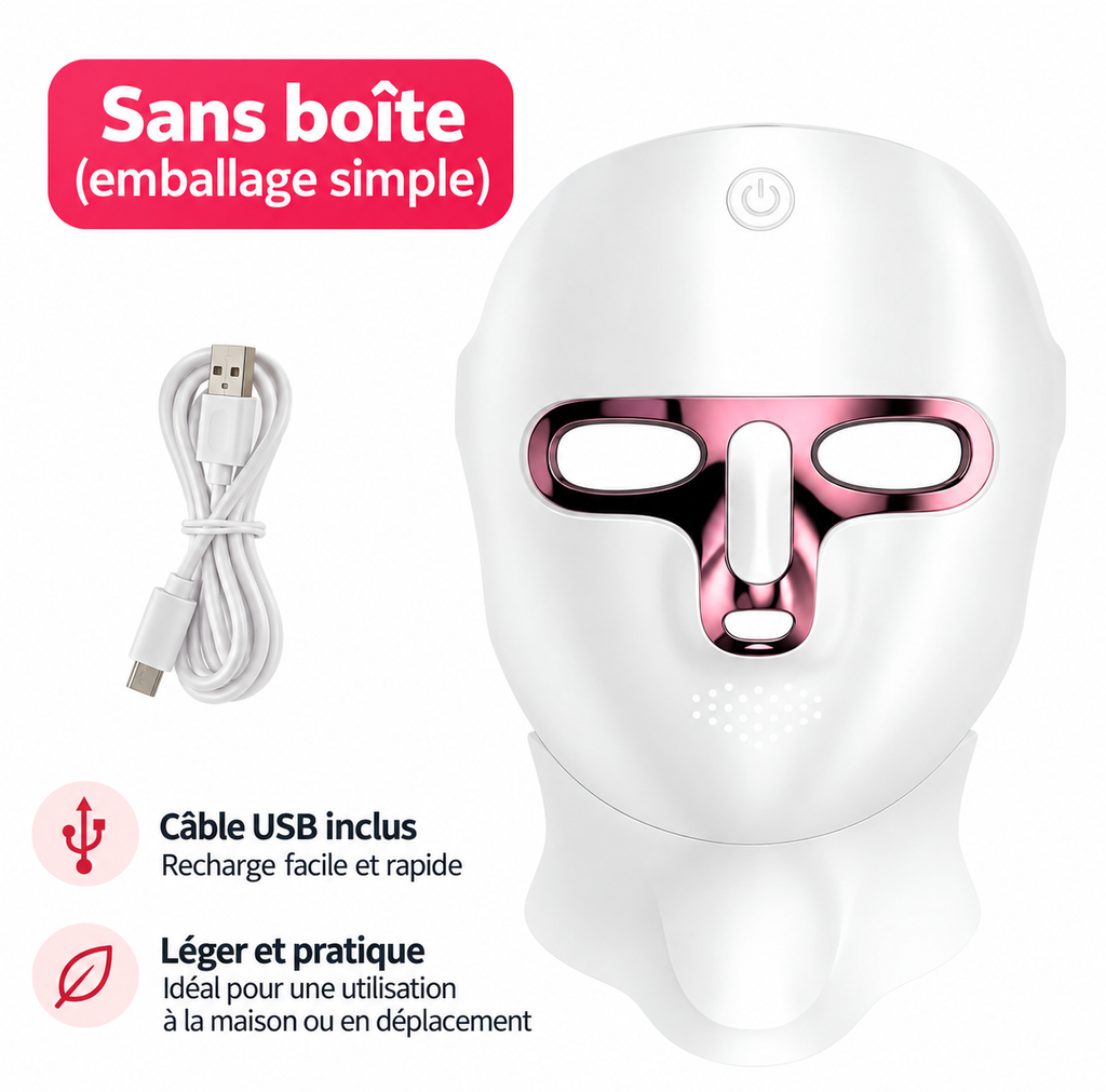 Masque LED visage & cou – 7 couleurs sans fil – vue produit 7