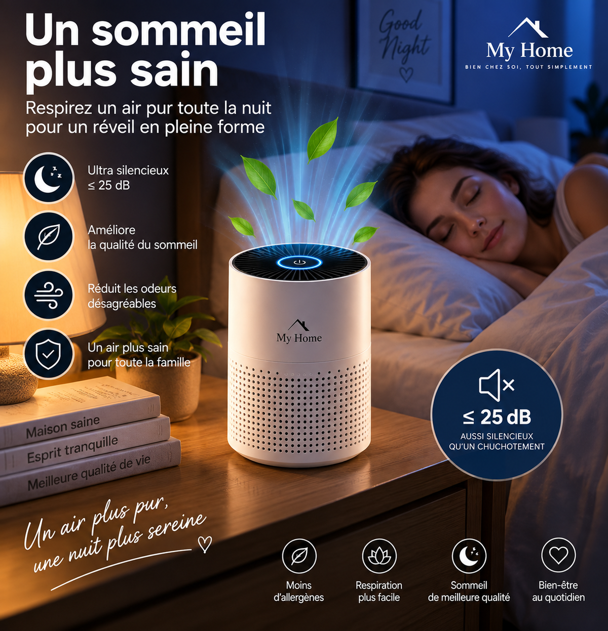 Mini purificateur d’air compact – vue produit 3